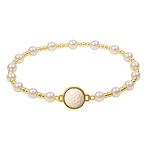 Golf Ball Pearl Two Tone Beaded Bracelet