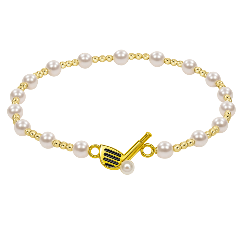 Golf Club Pearl Two Tone Beaded Bracelet