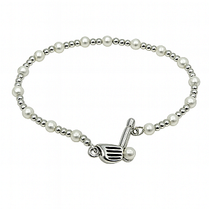 Golf Club Pearl Two Tone Beaded Bracelet