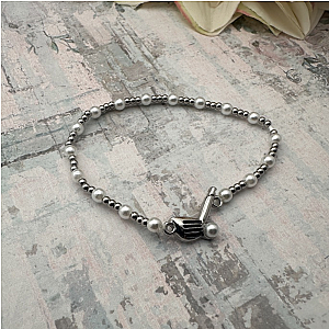Golf Club Pearl Two Tone Beaded Bracelet