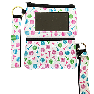 Golf Ball Credit Card Holder Zipper Wristlet