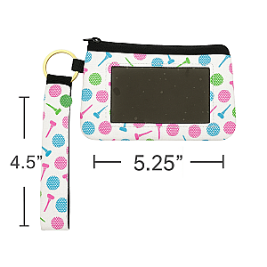 Golf Ball Credit Card Holder Zipper Wristlet