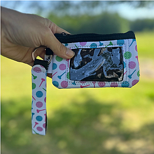 Golf Ball Credit Card Holder Zipper Wristlet