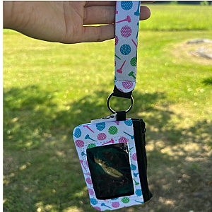 Golf Ball Credit Card Holder Zipper Wristlet