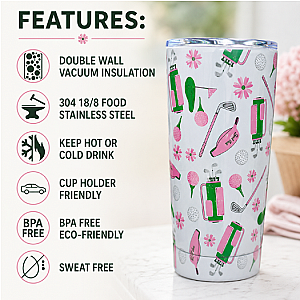 Par-Tee in Pink Tumbler 20oz