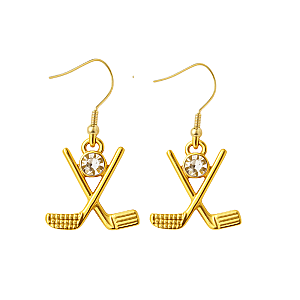 Golf Gold CZ Dangle Earrings