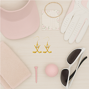 Golf Gold CZ Dangle Earrings