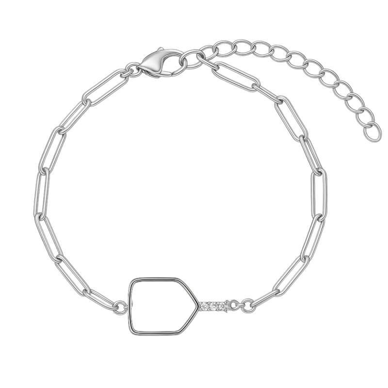 Pickleball Silver Paperclip Bracelet- Pick Style