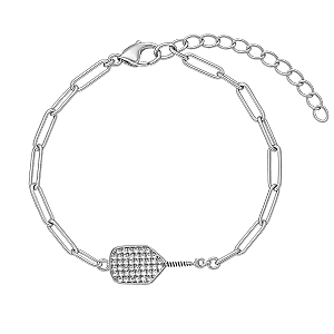 Pickleball Silver Paperclip Bracelet- Pick Style