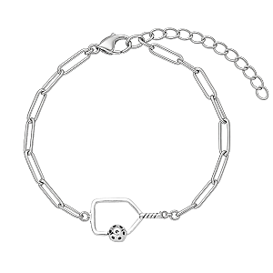 Pickleball Silver Paperclip Bracelet- Pick Style