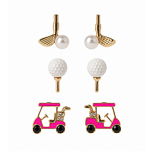 Golf Earrings- 3 pc Set