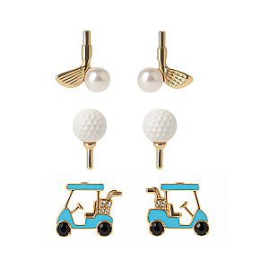 Golf Earrings- 3 pc Set