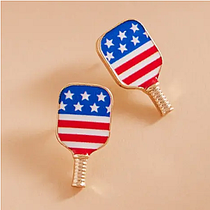 American Flag Pickleball Earrings