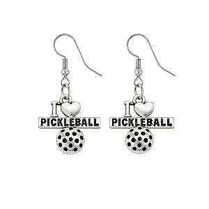 I Love Pickleball Dangle Earrings