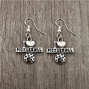 I Love Pickleball Dangle Earrings