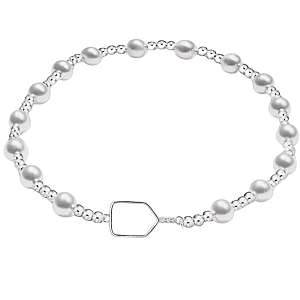 Pickleball Two Tone Silver Pearl Beaded Bracelet