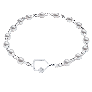 Pickleball Two Tone Silver Pearl Beaded Bracelet