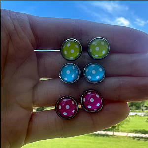 Pickleball Cabochon Stud Earrings