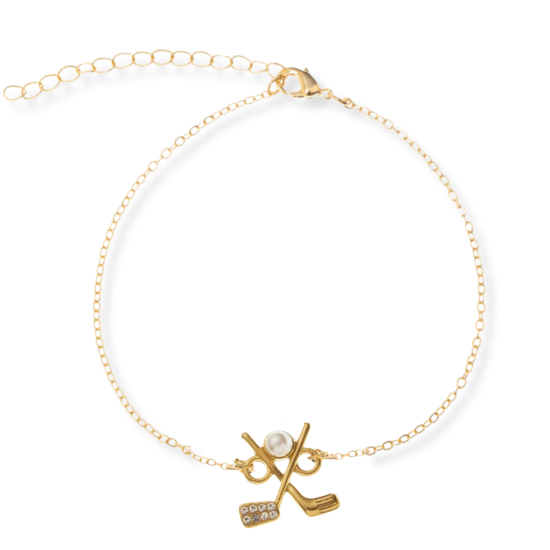 Golf Pearl Charm Chain Bracelet