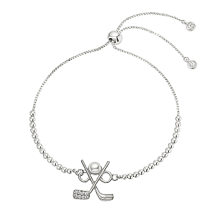 Golf Silver Beaded Charm Slider Bracelet