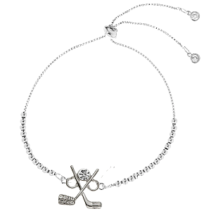 Golf Silver Beaded Charm Slider Bracelet