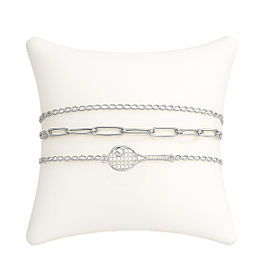 Tennis Silver Paper Clip Layered Bracelet