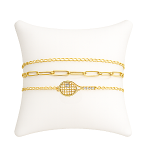 Tennis Gold Paper Clip Layered Bracelet