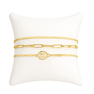 Tennis Gold Paper Clip Layered Bracelet