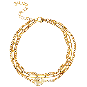 Tennis Gold Paper Clip Layered Bracelet