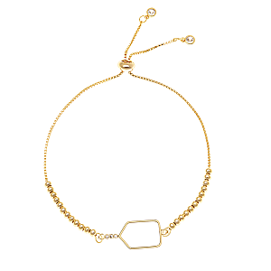 Beaded Pickleball Rhinestone Slider Bracelet - Gold