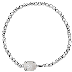Pickleball Mother of Pearl Silver Beaded Bracelet