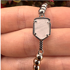 Pickleball Mother of Pearl Silver Beaded Bracelet