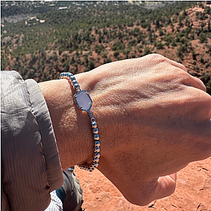 Pickleball Mother of Pearl Silver Beaded Bracelet