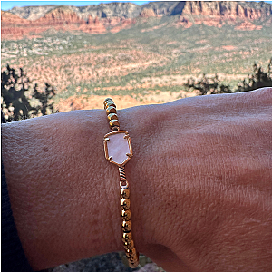 Pickleball Mother of Pearl Gold Beaded Bracelet