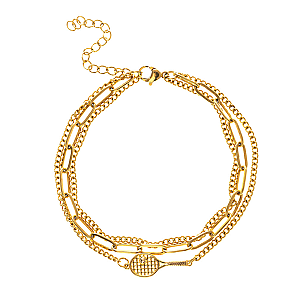 Tennis Gold Layered Chain Bracelet