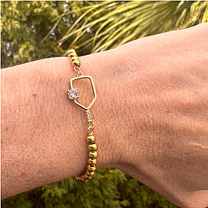 Pickleball Beaded CZ Stretch Bracelet