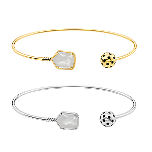Pickleball Mother of Pearl Cuff Adjustable Bracelet