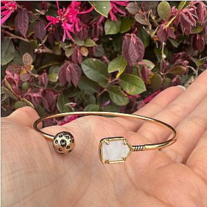 Pickleball Mother of Pearl Cuff Adjustable Bracelet