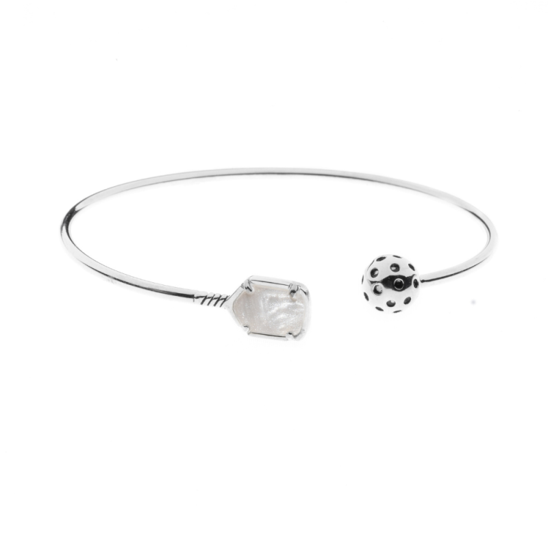Pickleball Mother of Pearl Cuff Adjustable Bracelet