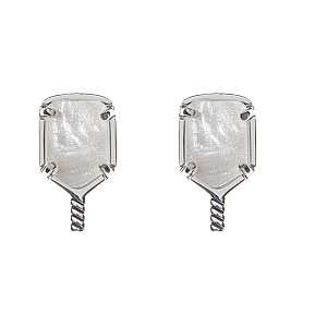 Pickleball Mother of Pearl Silver Stud Earrings