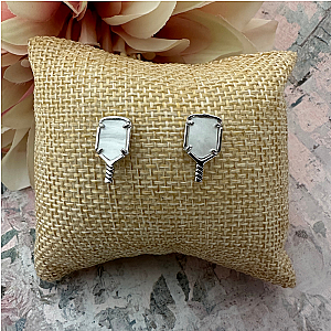 Pickleball Mother of Pearl Silver Stud Earrings