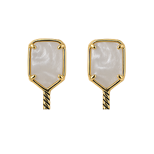Pickleball Mother of Pearl Gold Stud Earrings