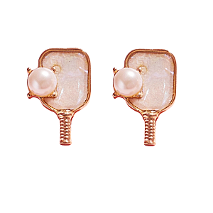 Pickleball Shimmery Pearl Post Stud Earrings
