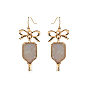Pickleball Shimmery Bow Dangle Earrings