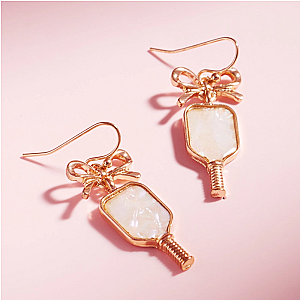 Pickleball Shimmery Bow Dangle Earrings