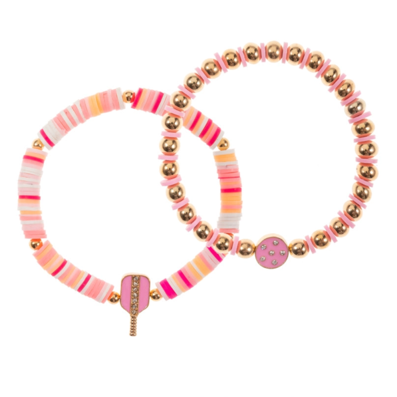 Pickleball Enamel Stretch Bracelet Sets