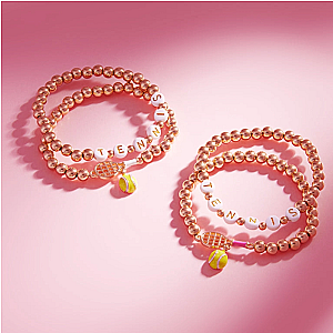 Tennis Racket Enamel 2 Set Stretch Bracelet Set