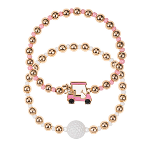 Golf Cart Enamel 2 Set Stretch Bracelet Set