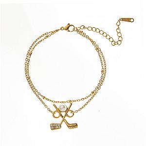 Gold Golf Double Chain Bracelet