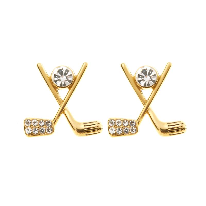 Golf CZ Stud 18K Plated Earrings- Pick Color